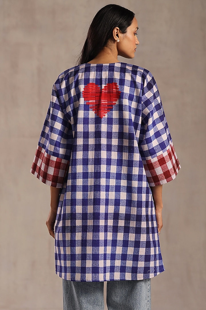 Multi-Colored Poplin Checkered Printed Tunic by Roza Pret at Pernia's Pop Up Shop