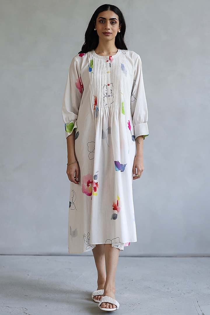 Ivory Linen Midi Summer Dress by Roza Pret at Pernia's Pop Up Shop