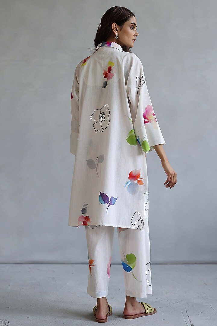 Ivory Linen Kaftan Set by Roza Pret at Pernia's Pop Up Shop