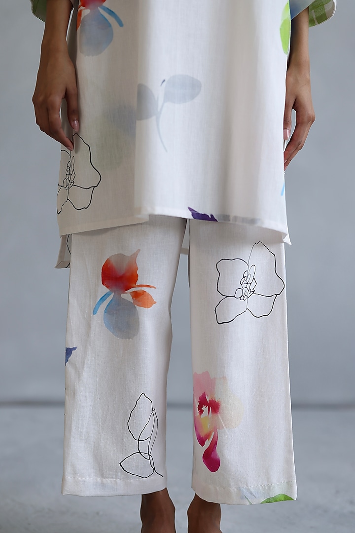 Ivory Linen Kaftan Set by Roza Pret at Pernia's Pop Up Shop