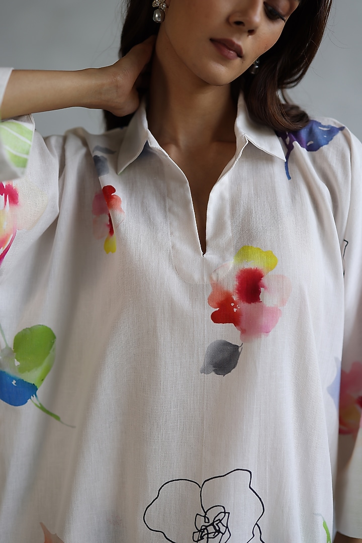 Ivory Linen Kaftan Set by Roza Pret at Pernia's Pop Up Shop