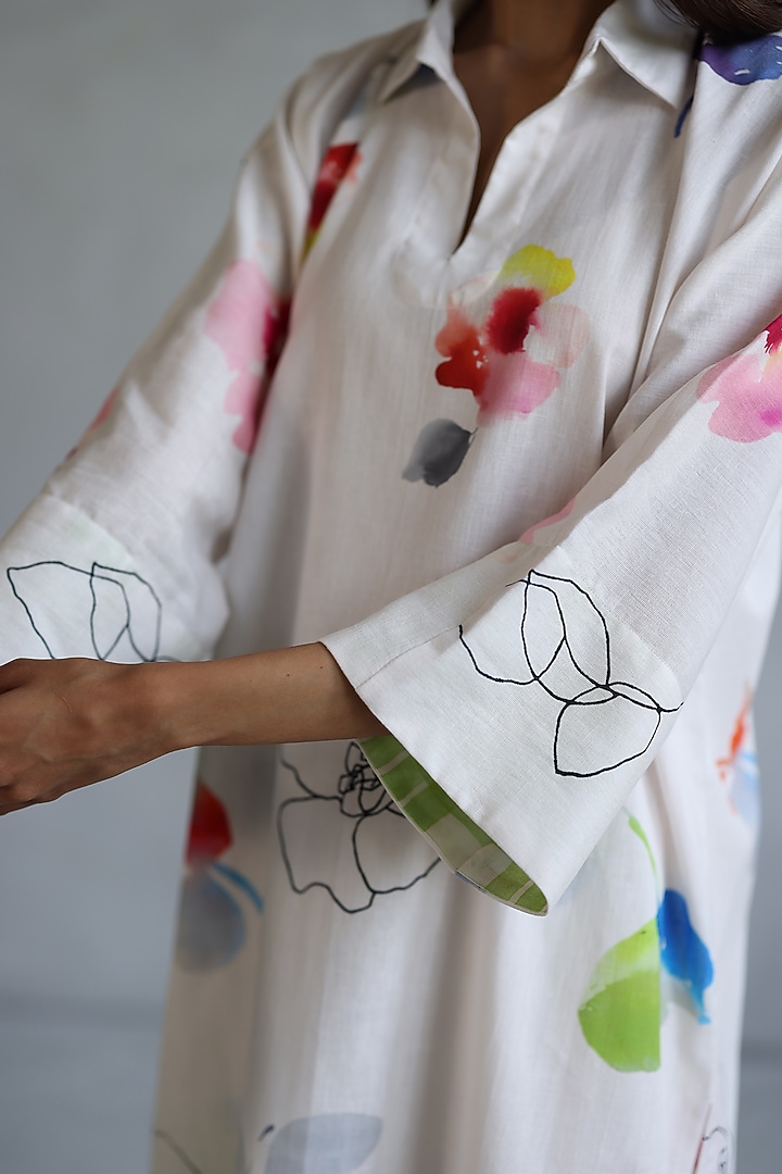 Ivory Linen Kaftan Set by Roza Pret at Pernia's Pop Up Shop