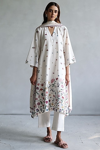 The Azalea Linen Kurti Set - Spring