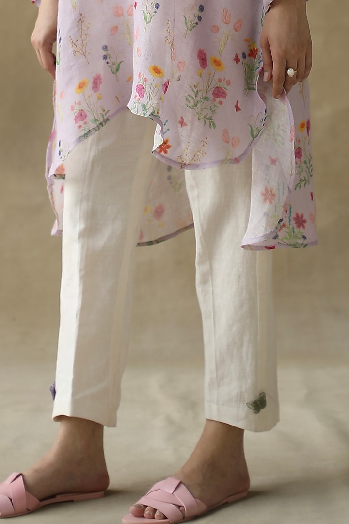 Ivory Linen Pants by Roza Pret at Pernia's Pop Up Shop