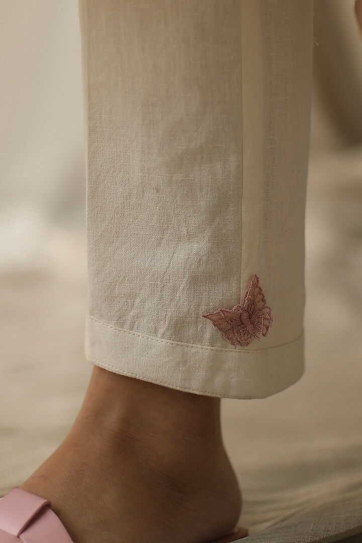 Ivory Linen Pants by Roza Pret at Pernia's Pop Up Shop