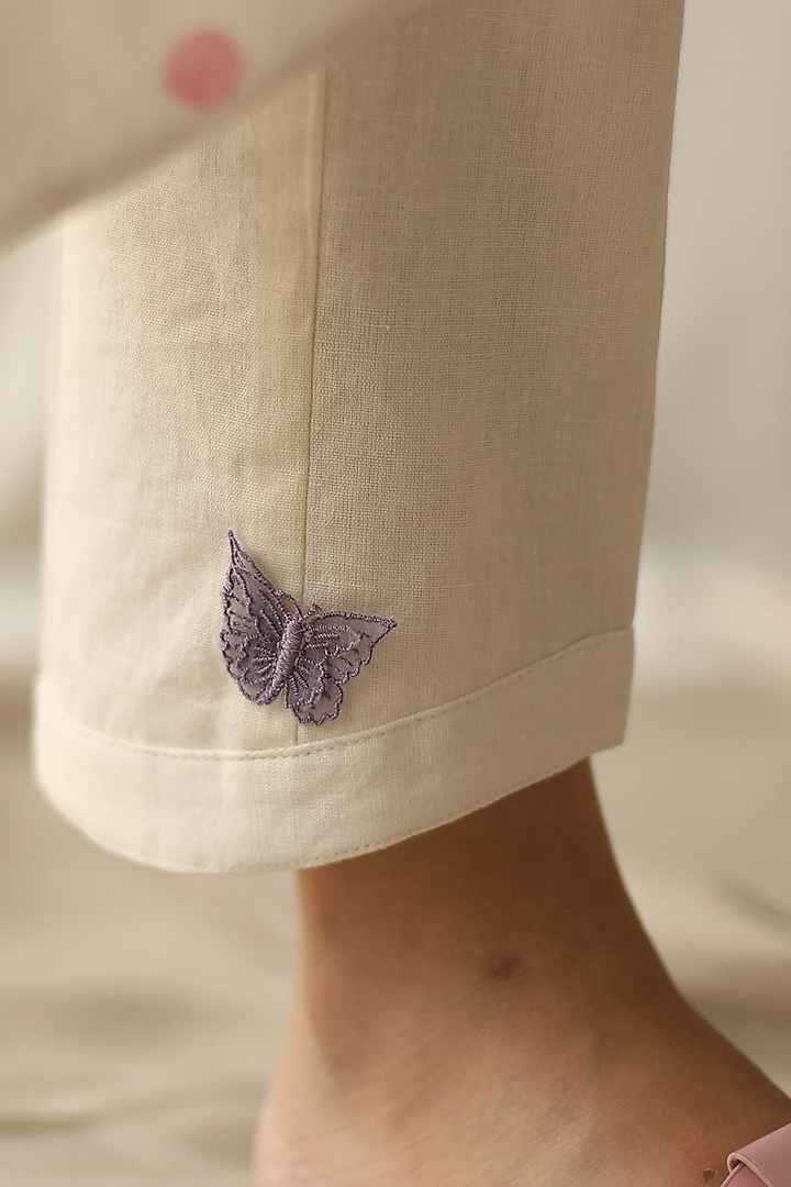 Ivory Linen Pants by Roza Pret at Pernia's Pop Up Shop