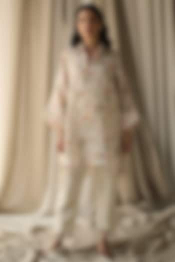 Ivory Gauze Linen Tunic  by Roza Pret