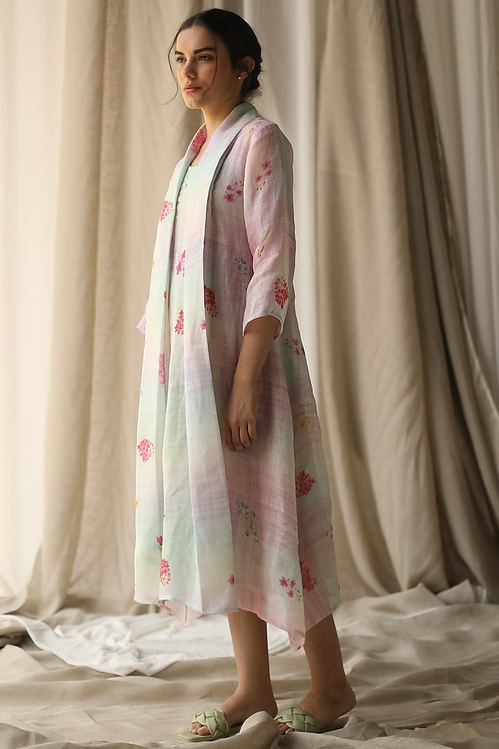 Multi-Coloured Printed Midi Dress by Roza Pret
