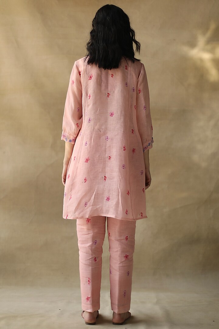 Pink Gauze Linen Pants by Roza Pret at Pernia's Pop Up Shop