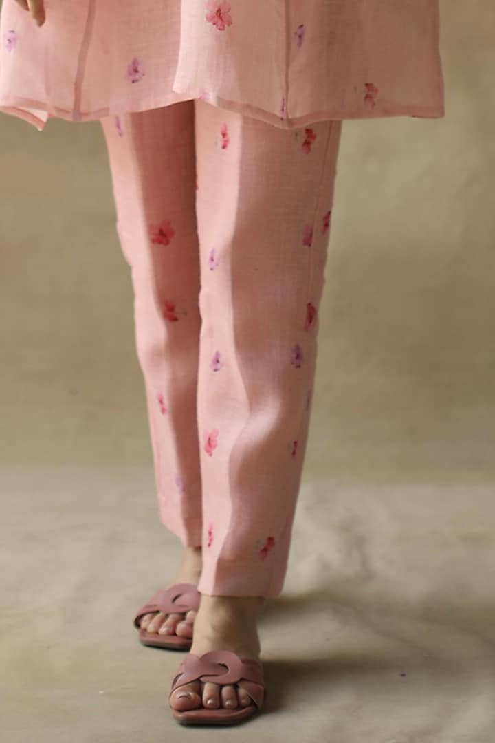 Pink Gauze Linen Pants by Roza Pret at Pernia's Pop Up Shop