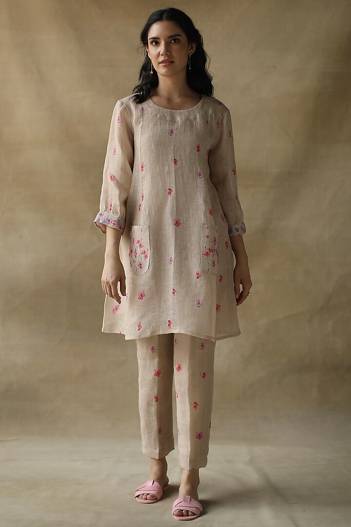 Coffee Gauze Linen Pants Design by Roza Pret at Pernia's Pop Up Shop 2023