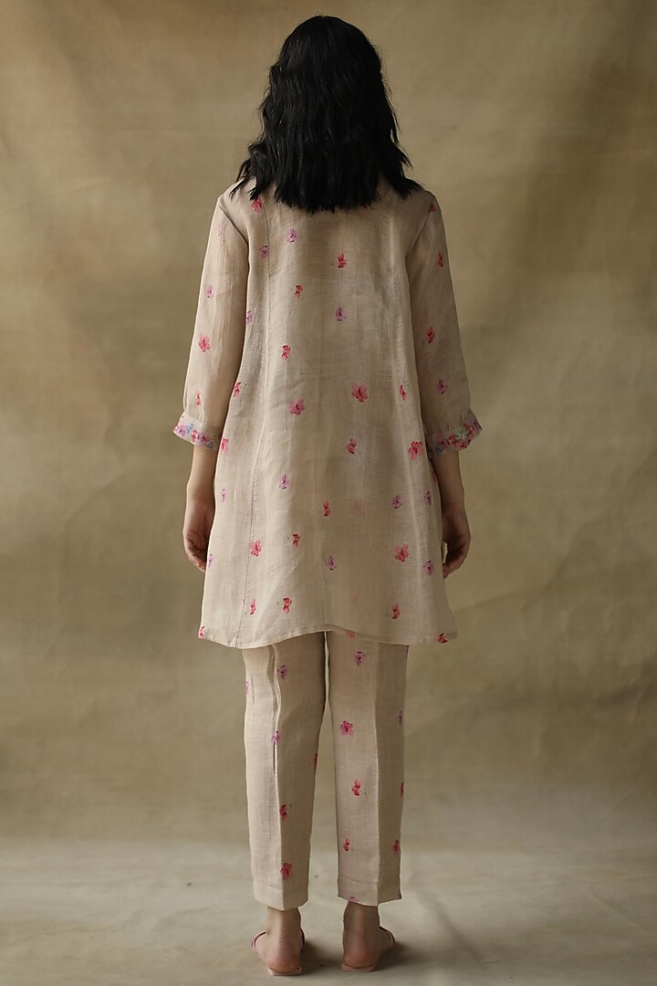 Coffee Gauze Linen Pants by Roza Pret at Pernia's Pop Up Shop