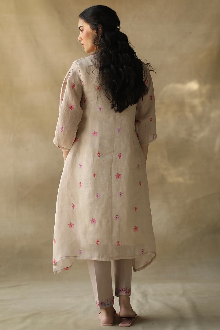 Coffee Gauze Linen Kurta Set  by Roza Pret at Pernia's Pop Up Shop