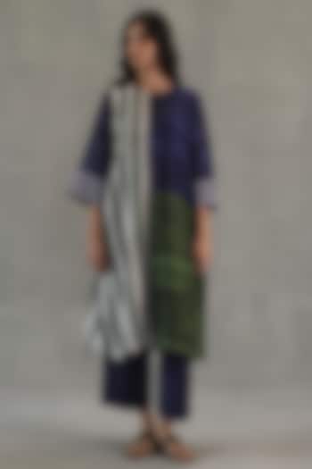 Multi-Colored Chanderi Color-Blocked Kurta Set by Roza Pret at Pernia's Pop Up Shop