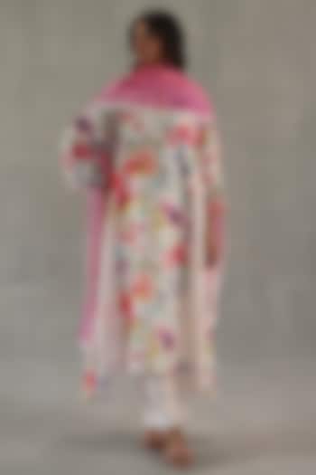 Pink & Ivory Chanderi Stole by Roza Pret at Pernia's Pop Up Shop