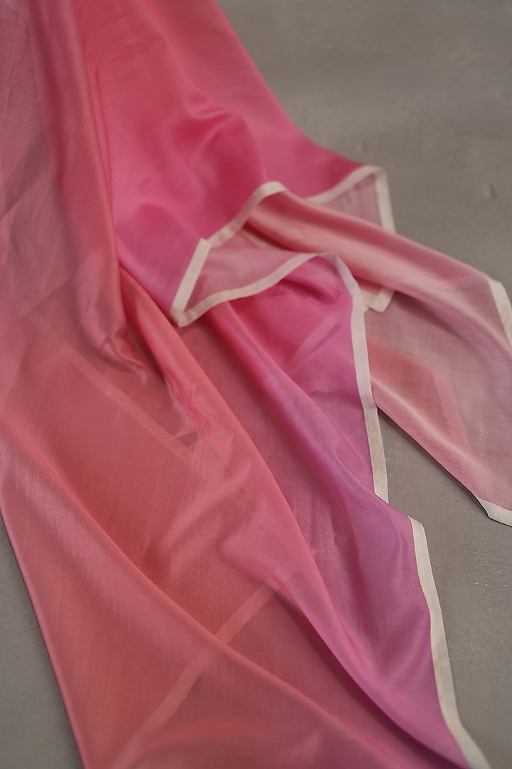 Pink & Ivory Chanderi Stole by Roza Pret at Pernia's Pop Up Shop