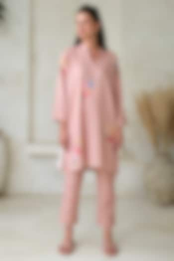 Pink Linen Printed A-Line Tunic by Roza Pret at Pernia's Pop Up Shop