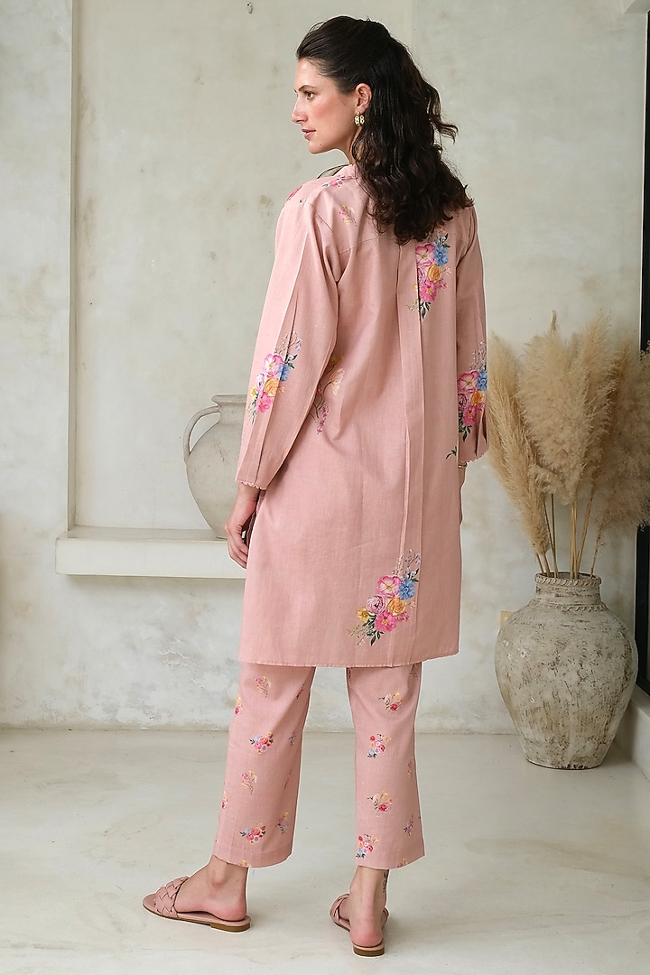 Pink Linen Printed A-Line Tunic by Roza Pret at Pernia's Pop Up Shop