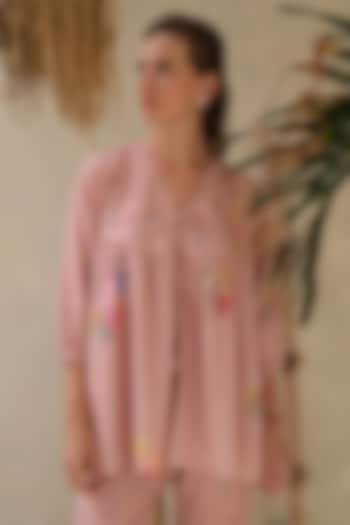 Pink Linen Floral Top by Roza Pret at Pernia's Pop Up Shop