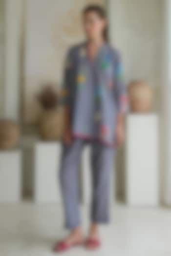 Periwinkle Linen Floral Tunic by Roza Pret at Pernia's Pop Up Shop