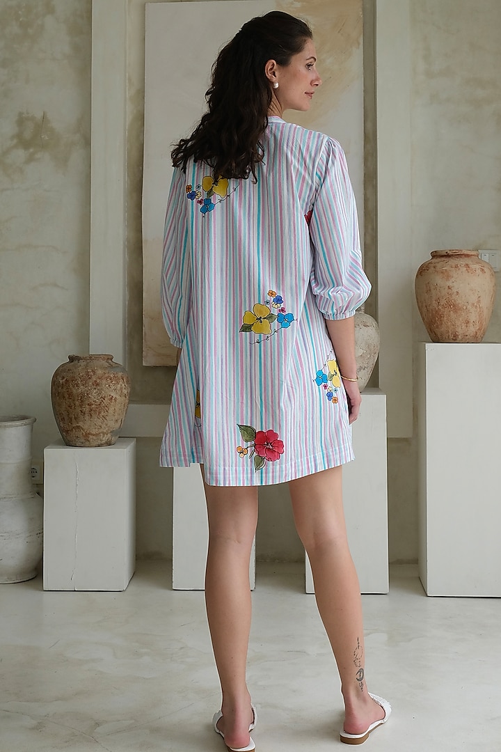Multi-Colored Poplin Striped Skater Summer Dress by Roza Pret at Pernia's Pop Up Shop