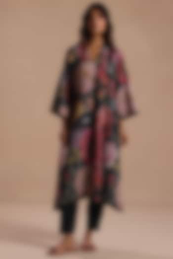 Multi-Colored Cotton Linen Floral Kurta Set by Roza Pret at Pernia's Pop Up Shop