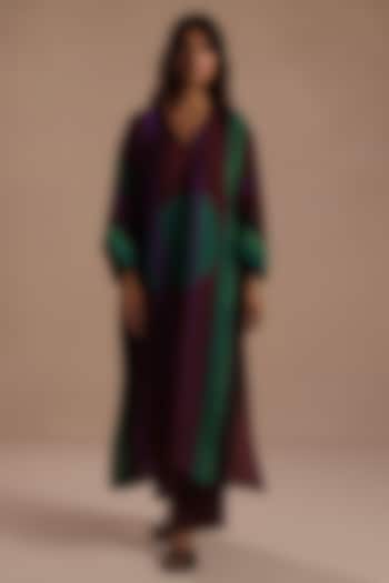 Multi-Colored Habutai Silk Abstract Printed Kurta Set by Roza Pret at Pernia's Pop Up Shop