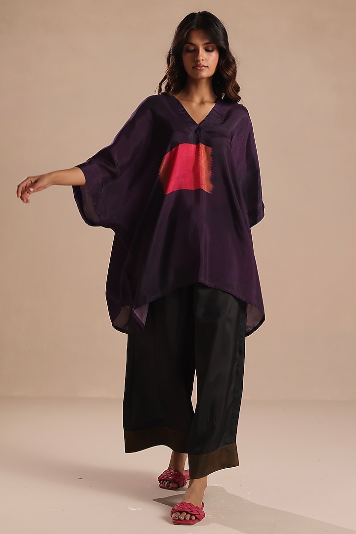 Multi-Colored Habutai Silk Tunic Set by Roza Pret at Pernia's Pop Up Shop