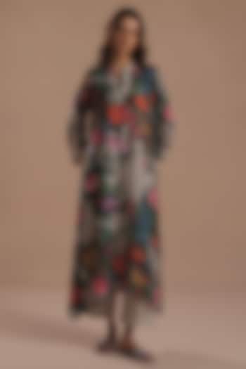 Ivory Habutai Silk Floral Printed Kurta Set by Roza Pret at Pernia's Pop Up Shop