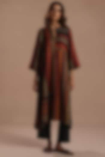 Multi-Colored Pashmina Striped Kurta Set by Roza Pret at Pernia's Pop Up Shop