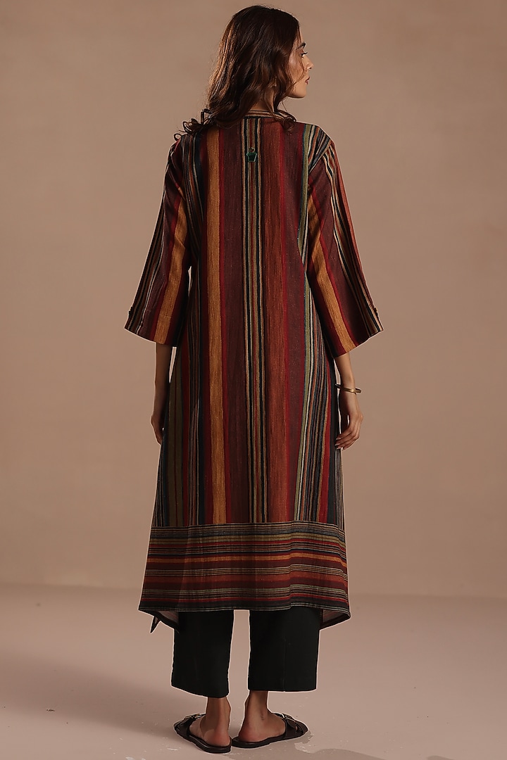 Multi-Colored Pashmina Striped Kurta Set by Roza Pret at Pernia's Pop Up Shop