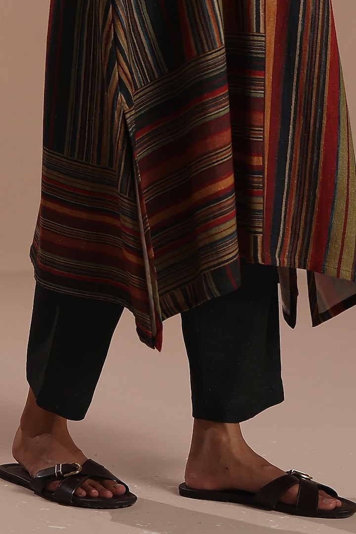 Multi-Colored Pashmina Striped Kurta Set by Roza Pret at Pernia's Pop Up Shop