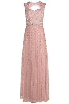 Light Pink Embroidered Gown Design by Rozina at Pernia's Pop Up Shop 2024