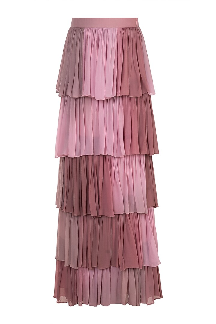 Rose Pink Embroidered Corset With Layered Skirt by Rozina at Pernia's Pop Up Shop