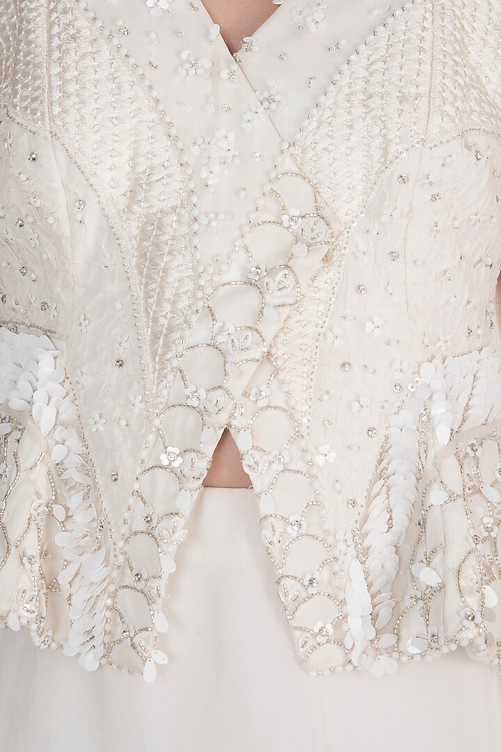 White Embroidered Wedding Lehenga Set by Rozina at Pernia's Pop Up Shop