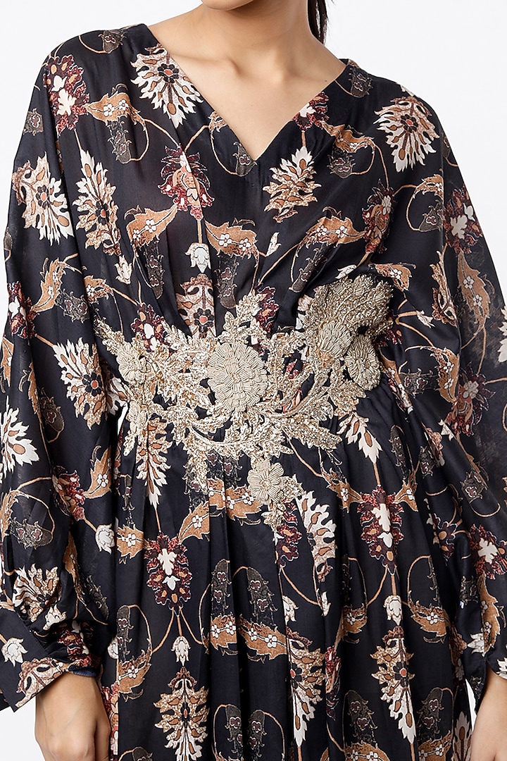 Black Printed Kaftan by Rozina at Pernia's Pop Up Shop