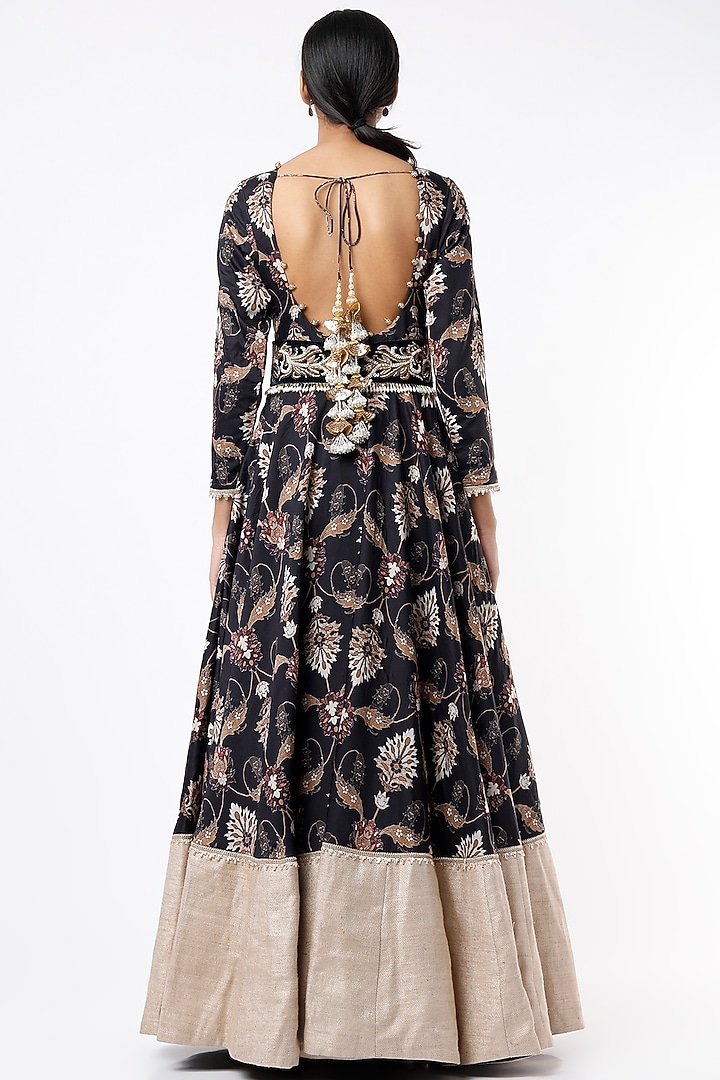 Black Printed Wedding Anarkali by Rozina at Pernia's Pop Up Shop