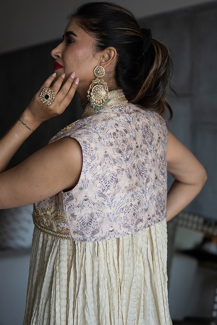 Golden Embroidered Wedding Anarkali With Koti by Rozina at Pernia's Pop Up Shop