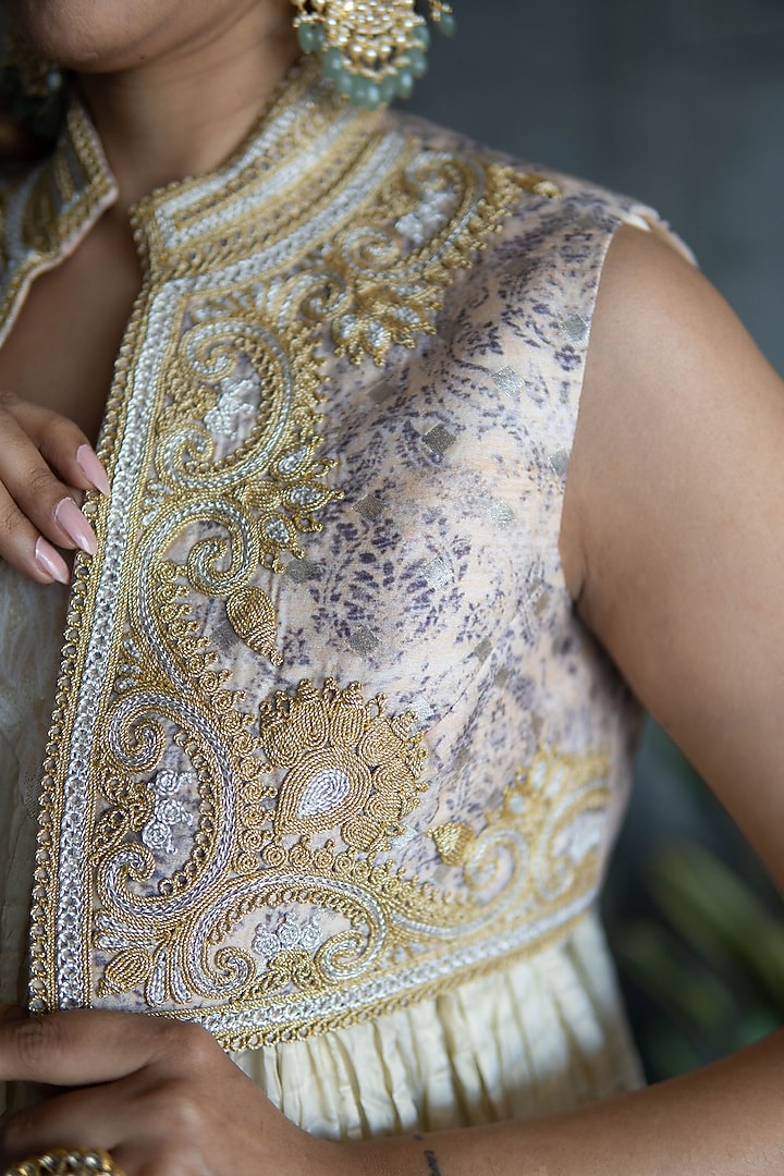 Golden Embroidered Wedding Anarkali With Koti by Rozina at Pernia's Pop Up Shop