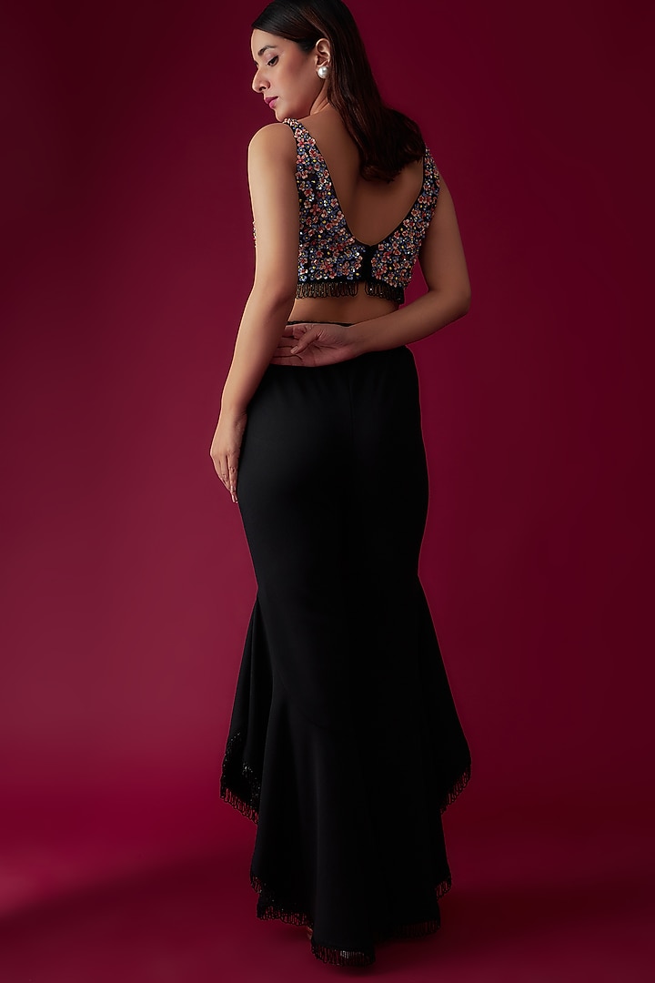 Black Scuba & Net Pant Set by Rozina at Pernia's Pop Up Shop