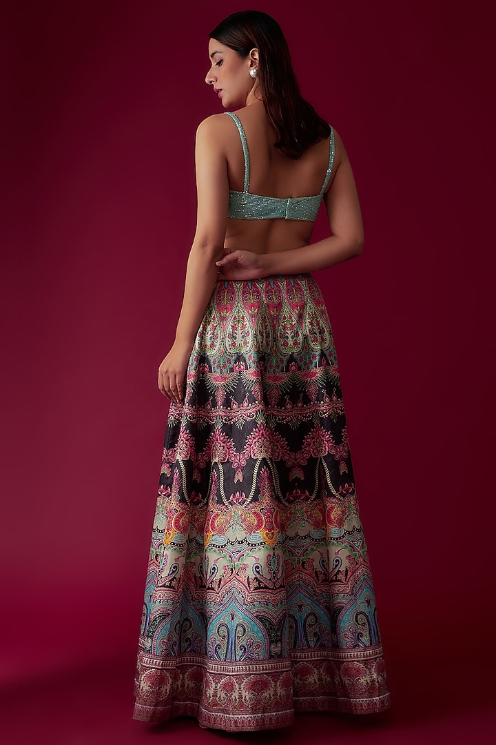 Multi-Colored Net & Silk Printed Skirt Set by Rozina at Pernia's Pop Up Shop