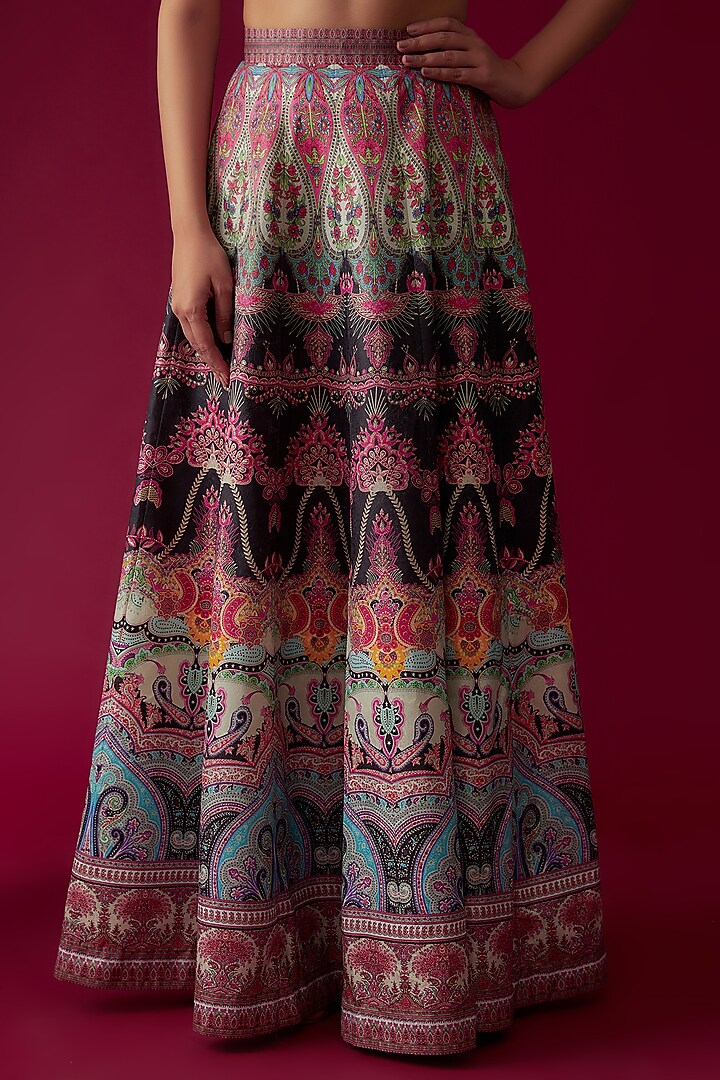 Multi-Colored Net & Silk Printed Skirt Set by Rozina at Pernia's Pop Up Shop