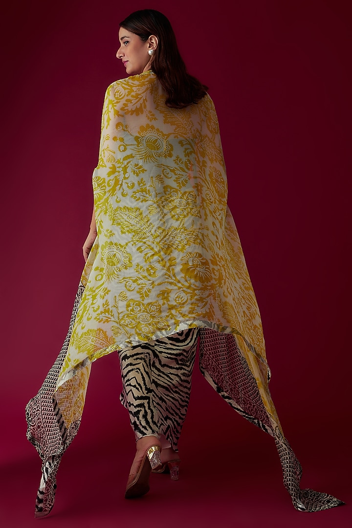 White & Black Printed Pleated Skirt Set by Rozina at Pernia's Pop Up Shop
