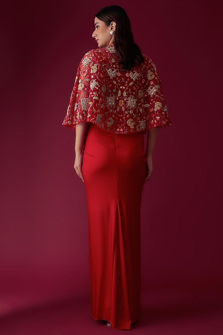 Red Net & Lycra Skirt Set by Rozina at Pernia's Pop Up Shop