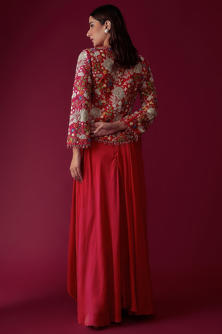 Red Satin Skirt Set by Rozina at Pernia's Pop Up Shop