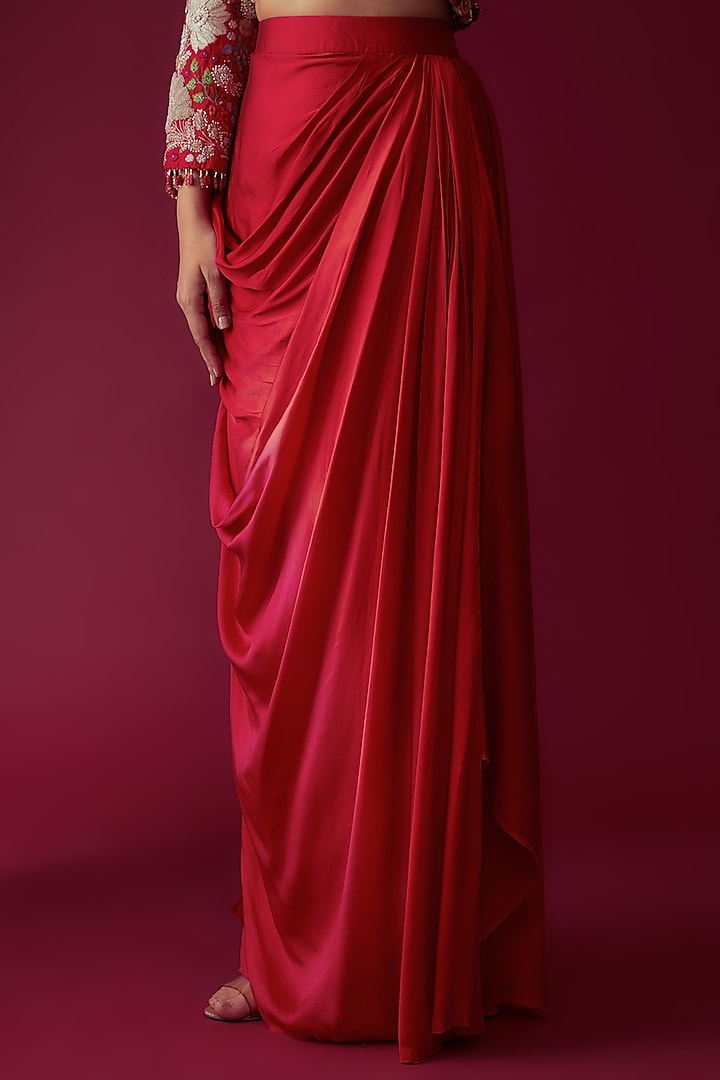 Red Satin Skirt Set by Rozina at Pernia's Pop Up Shop