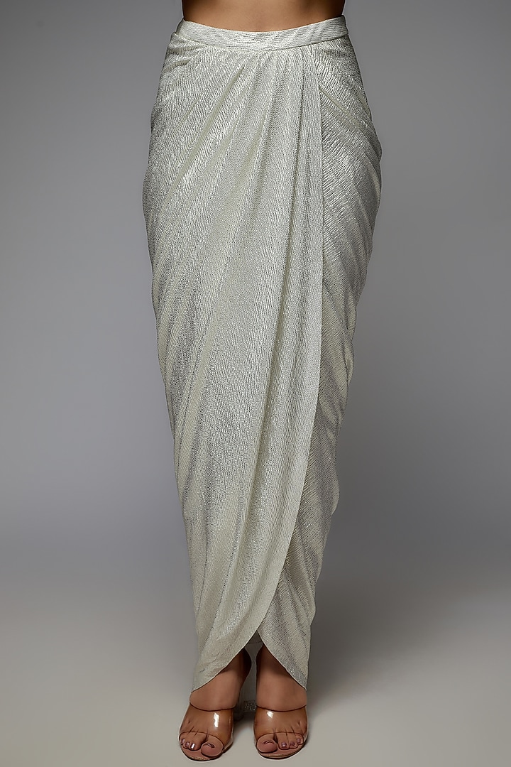 Silver Shimmer Lycra & Net Hand Embroidered Cape Set by Rozina at Pernia's Pop Up Shop