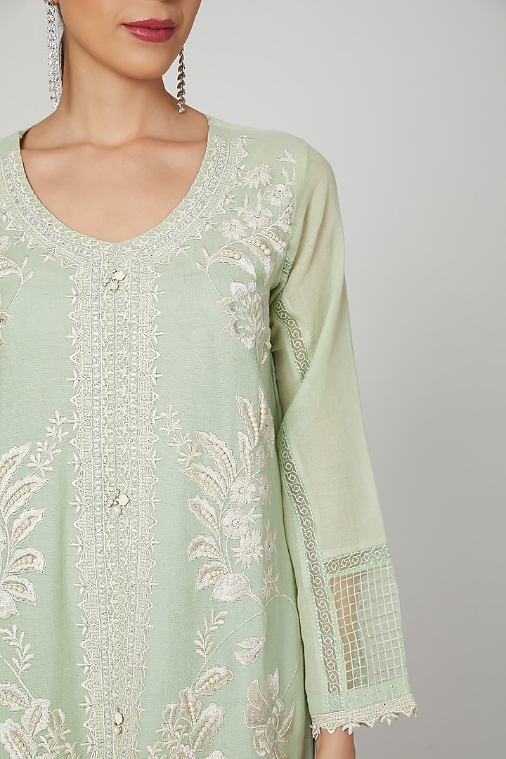 Mint Green Kurta With Pants by Rozina at Pernia's Pop Up Shop