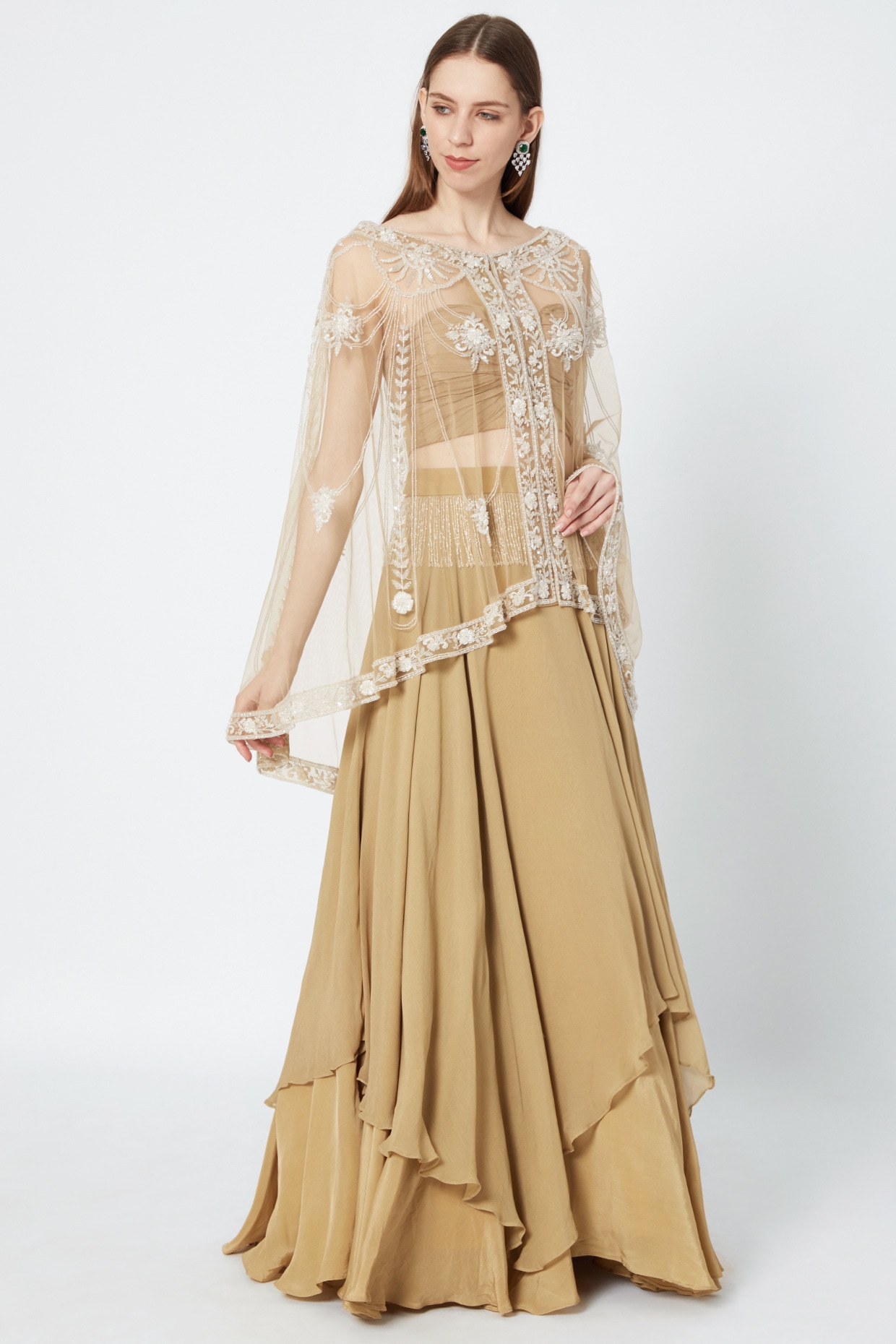 golden blouse and skirt