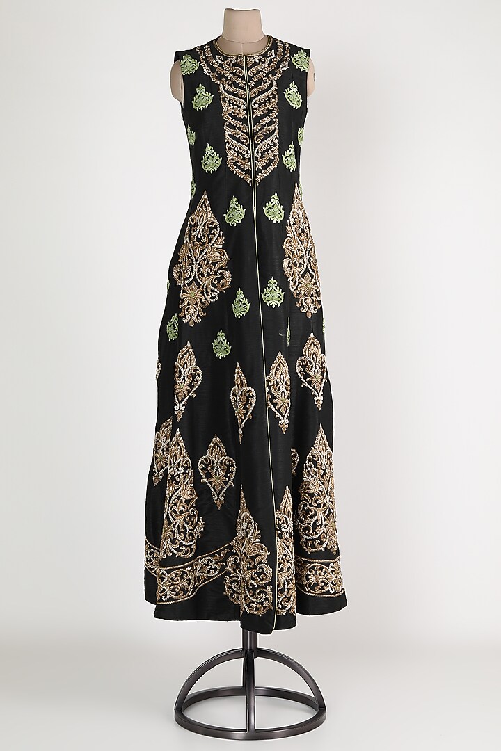 Navy Blue Embroidered Engagement Gown With Jacket by Rozina at Pernia's Pop Up Shop